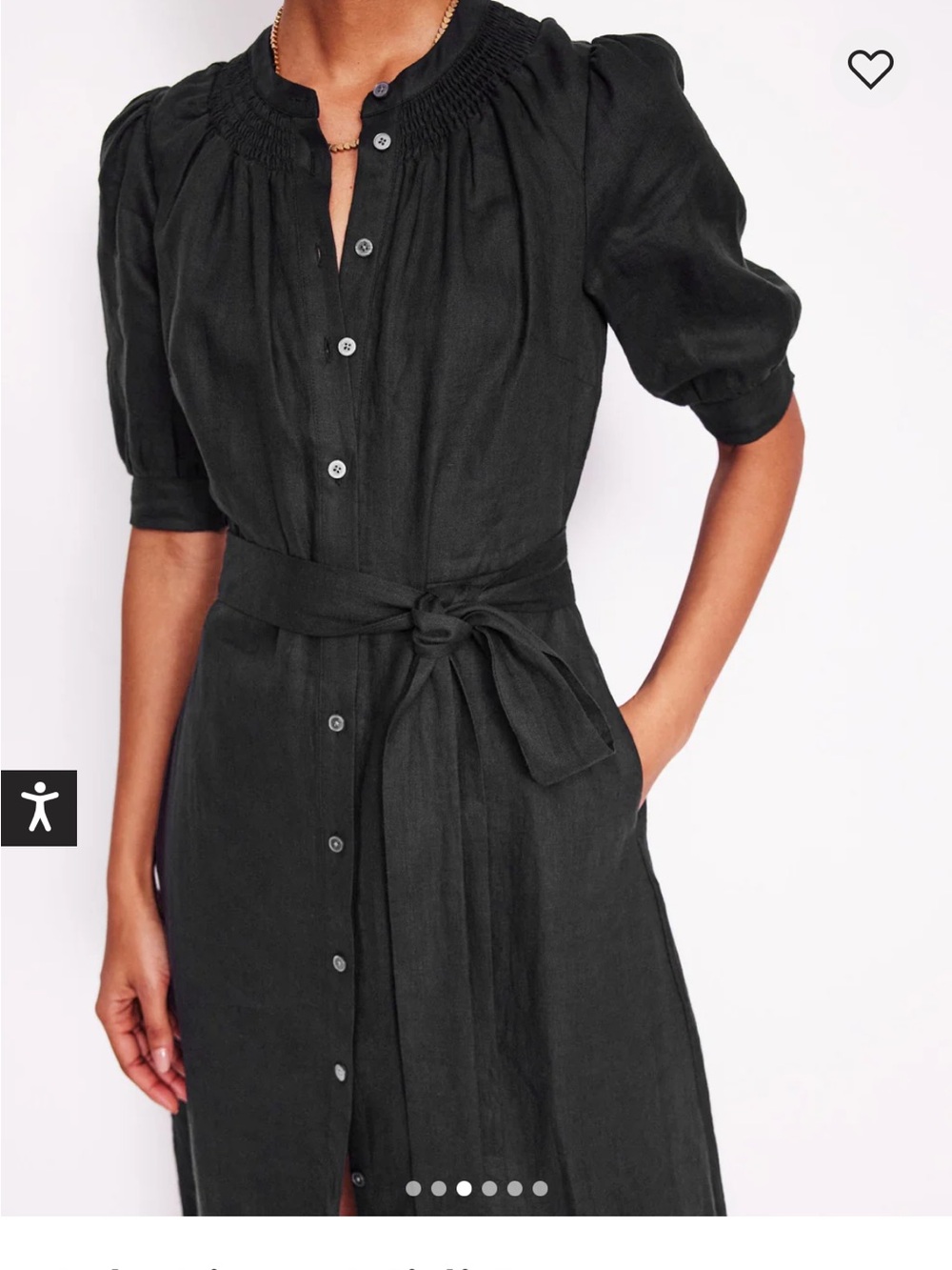 Boden Black Button-Front Midi Shirt Dress - Picture 3 of 6